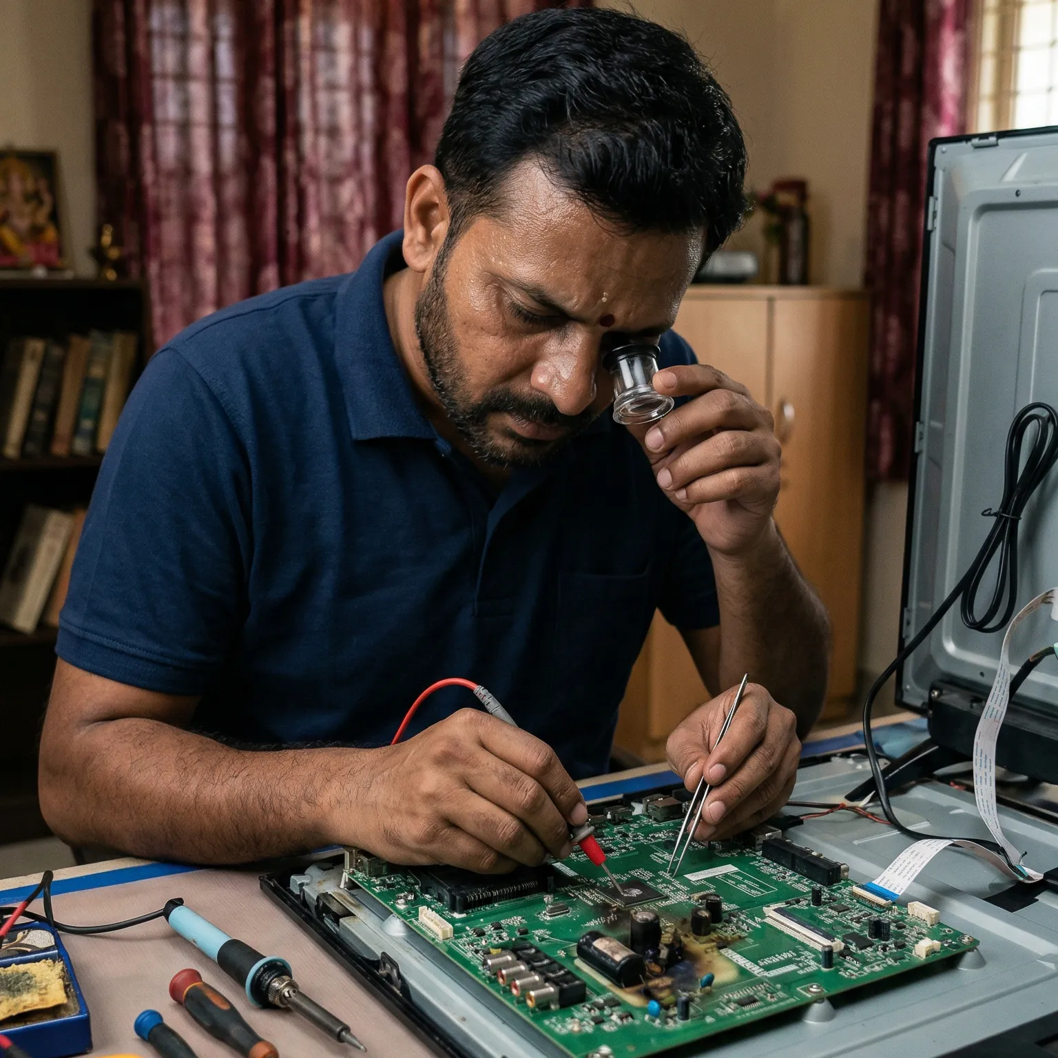 VU TV motherboard issue before repair