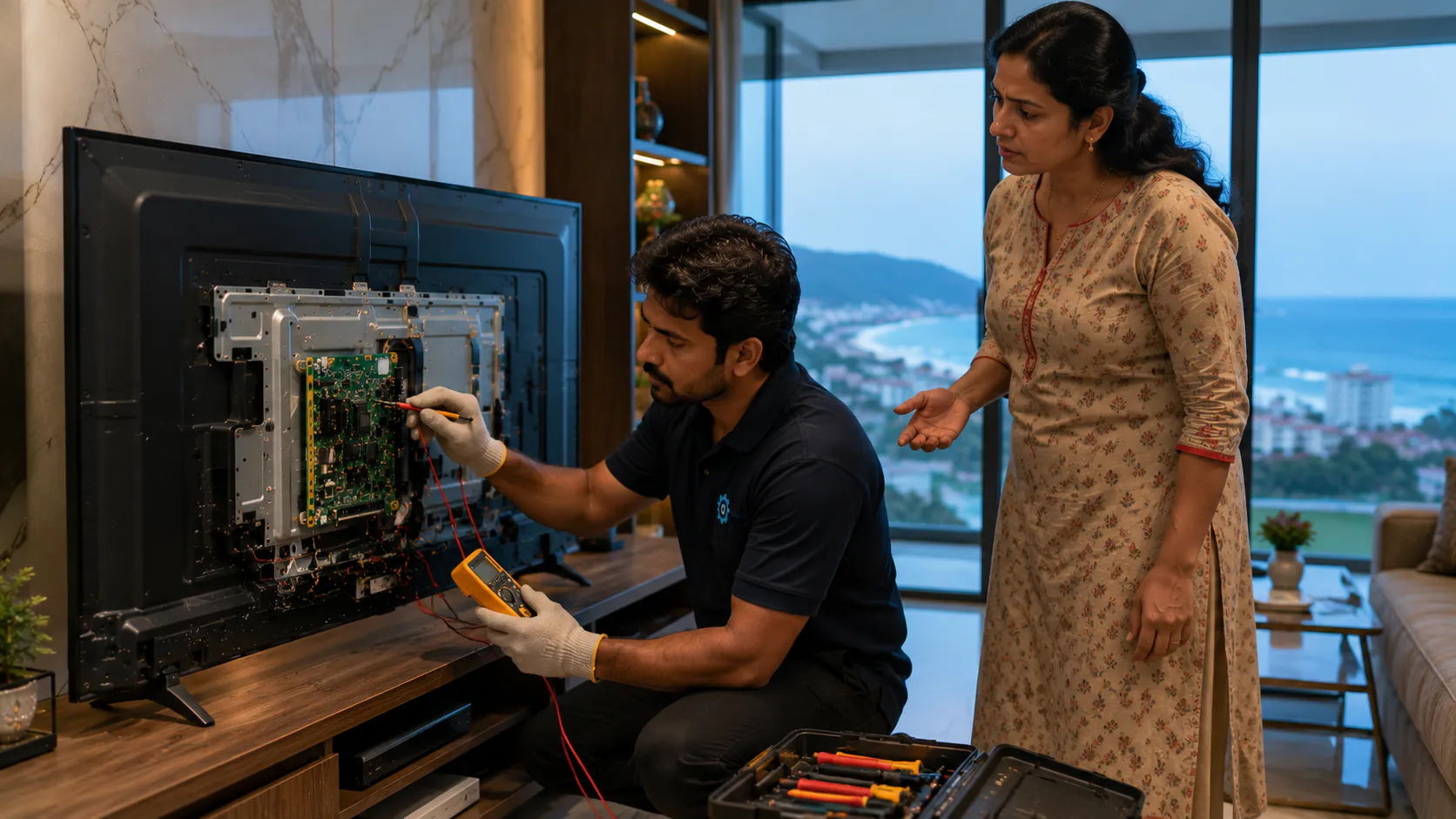 Haier TV display and backlight repair service in Vizag