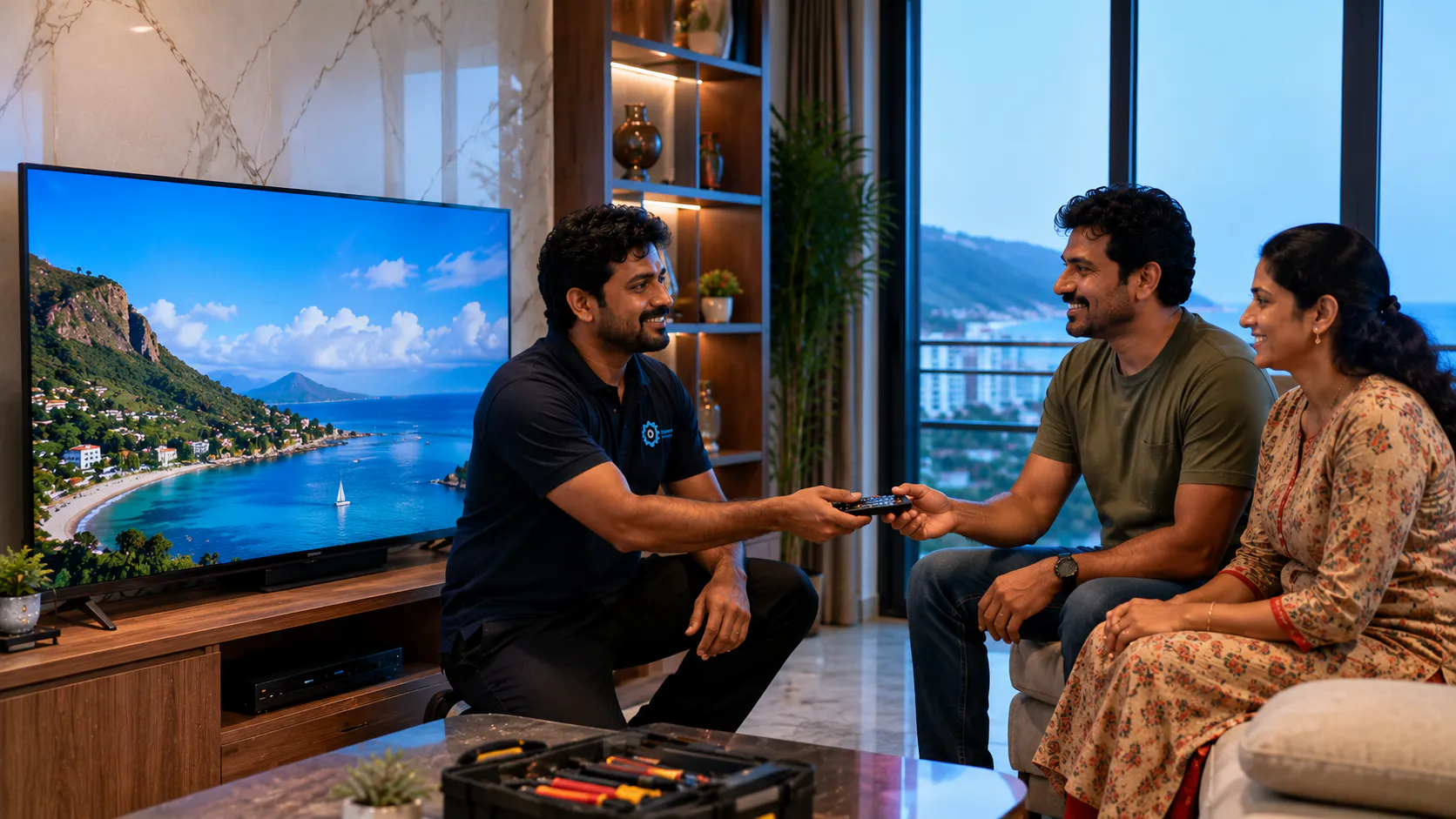 Haier TV Repair Vizag home service technician checking TV
