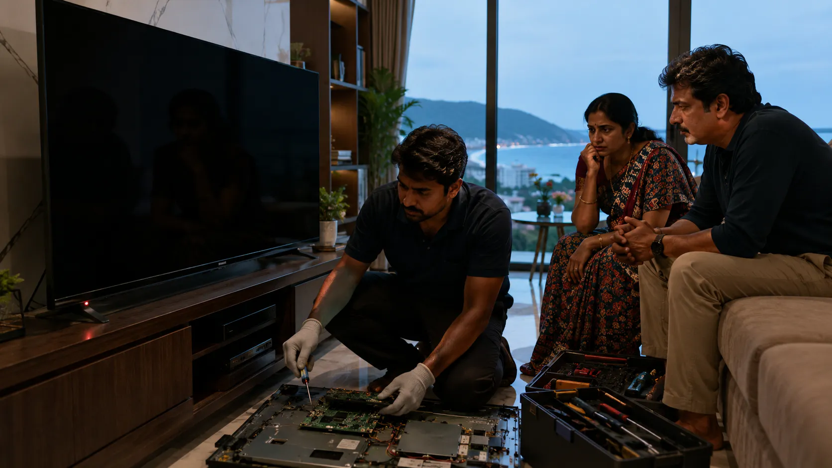 TCL TV Repair Vizag technician checking TCL Smart TV issue