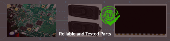 Tested TV spare parts including motherboard, speakers, and display panel used for reliable TVcaree repairs.