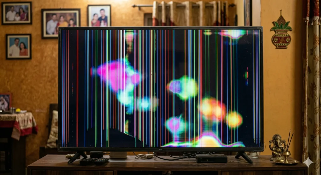 TV screen with vertical lines